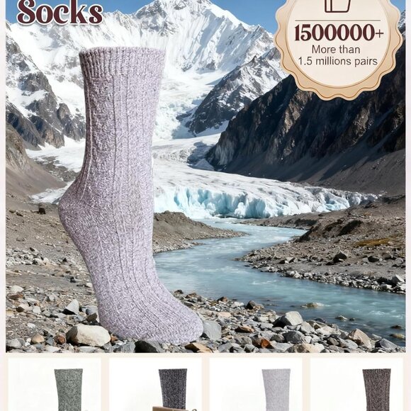 Wool Socks for Women, Winter Warm Stocking Stuffers Gifts for Women Cabin Crew H - Picture 5 of 7